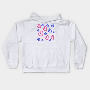 Blue red heart abstract pattern art Kids Hoodie